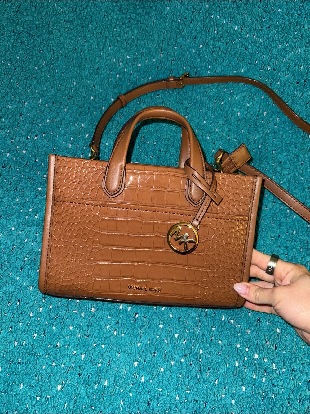 Michael Kors Gigi embossed crocodile leather purse like new